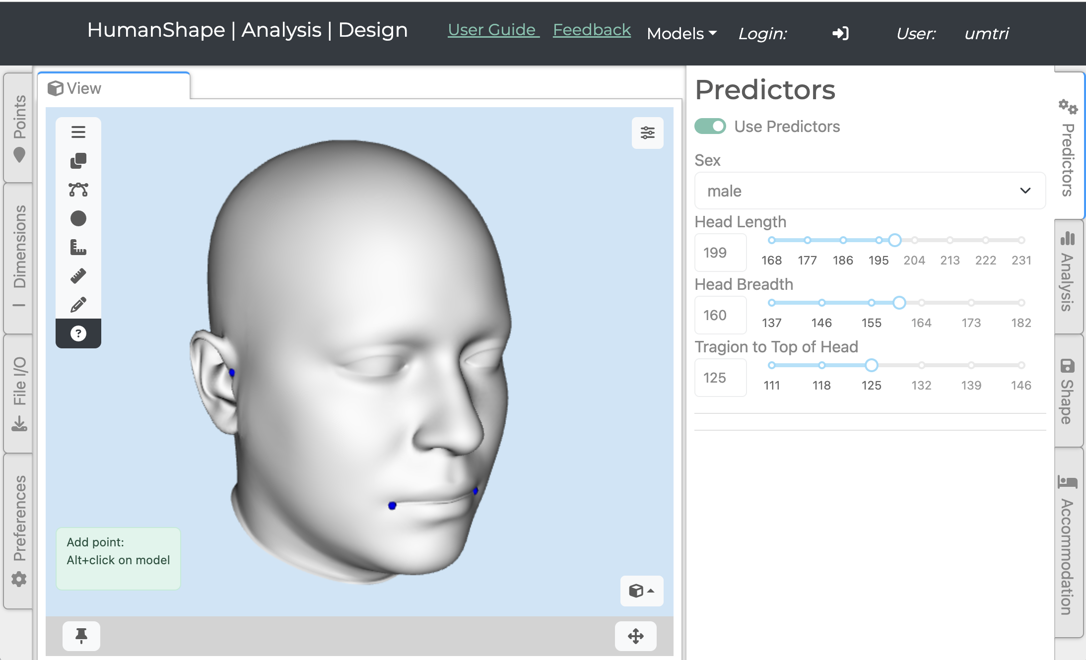 UMTRI head shape model